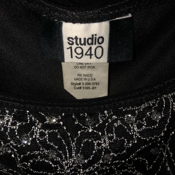 Studio 1940 X-Large black & Silver stretch lace camisole with bling detail - Picture 6 of 12